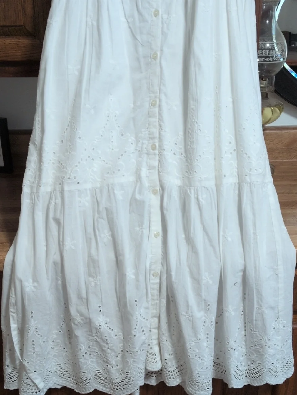 Wrangler White Eyelet Button-Front Maxi Dress - Picture 3 of 6